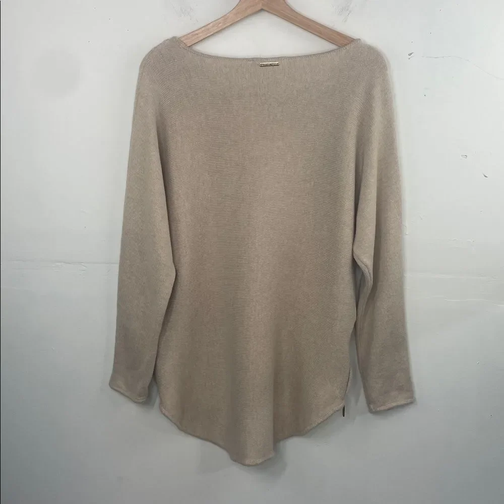 Michael Kors Beige Tight knit Boatneck 3/4 sleeve Sweater size Large